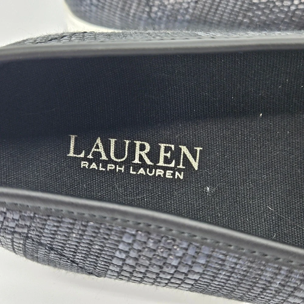 Womens Lauren Ralph Lauren Slip On Sneakers Size 9.5M Black Classic Woven Casual